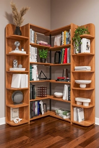 Duvar/Köşe Modüler Kitaplık – 176 cm Geniş Ünite, 17 Raflı Salon & Ofis Kitaplığı